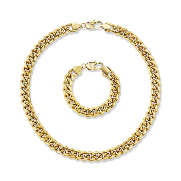 12mm Cuban Link GOLD chain and bracelet set