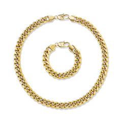 12mm Cuban Link GOLD chain and bracelet set