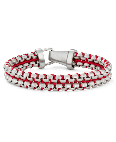 steel and red paracord bracelet